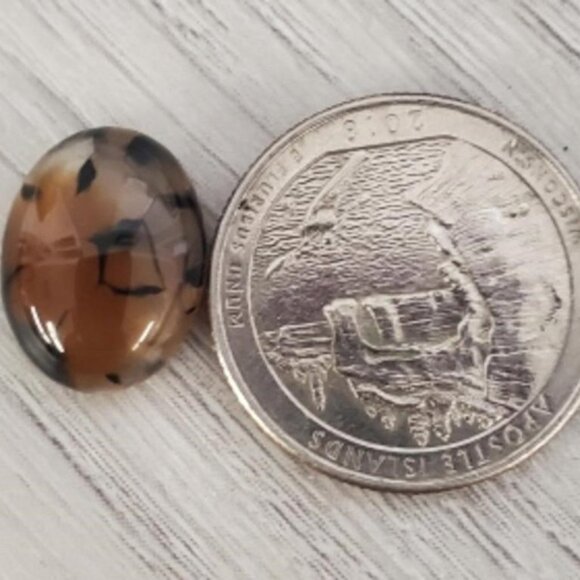 Loose Gems 8.45 CT AMBER/BLACK DRAGON VEINS GEMSTONE CABOCHON - Picture 2 of 3